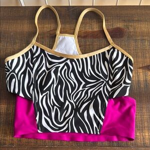 Vintage Fierce Regal Zebra Print Pink Women's Workout Sports Bra Top Size XS